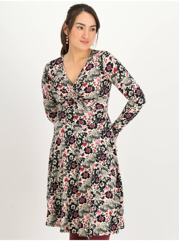 Blutsgeschwister Black-beige women's floral dress Blutsgeschwister Hot Knot - Women's