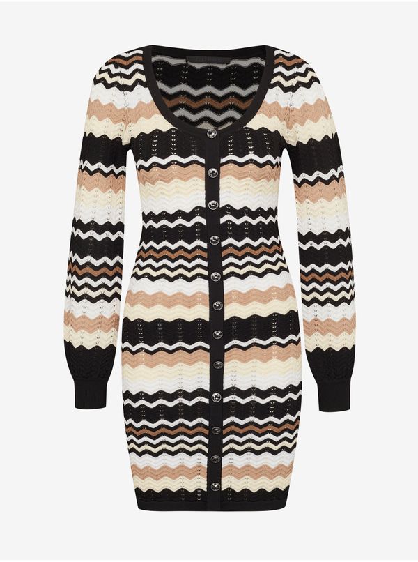 Guess Black-beige women's patterned sweater dress Guess - Women's