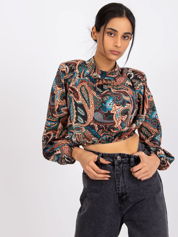Fashionhunters Black blouse with Mia print