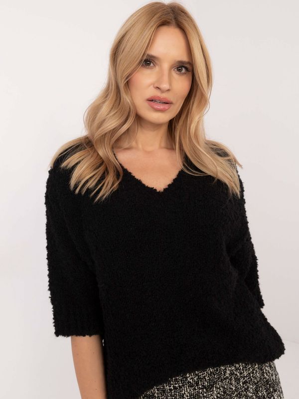 Fashionhunters Black boucle sweater