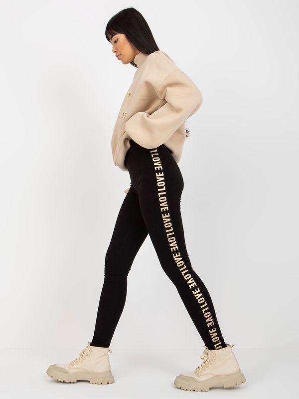 Fashionhunters Black casual leggings with lettering on the sides