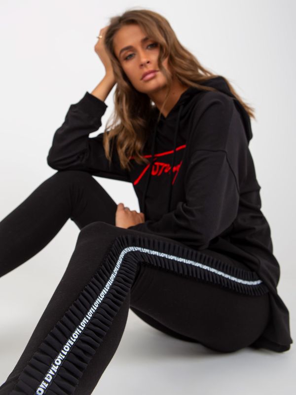 Fashionhunters Black casual leggings with lettering on the sides