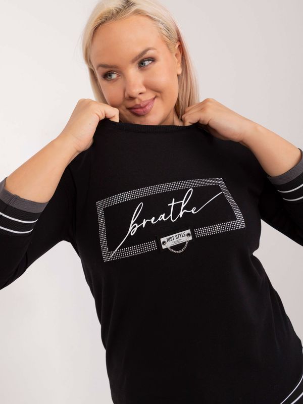 Fashionhunters Black casual plus size blouse with lettering