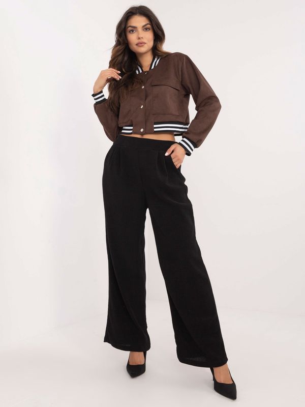 Fashionhunters Black corduroy wide trousers