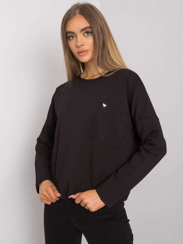 Fashionhunters Black cotton blouse with long sleeves