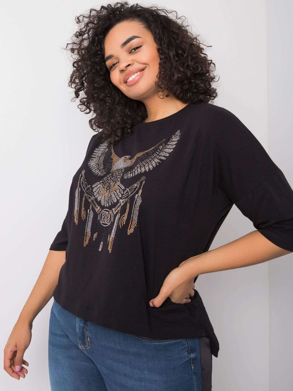Fashionhunters Black cotton blouse with patches