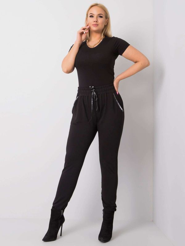 Fashionhunters Black cotton pants plus sizes