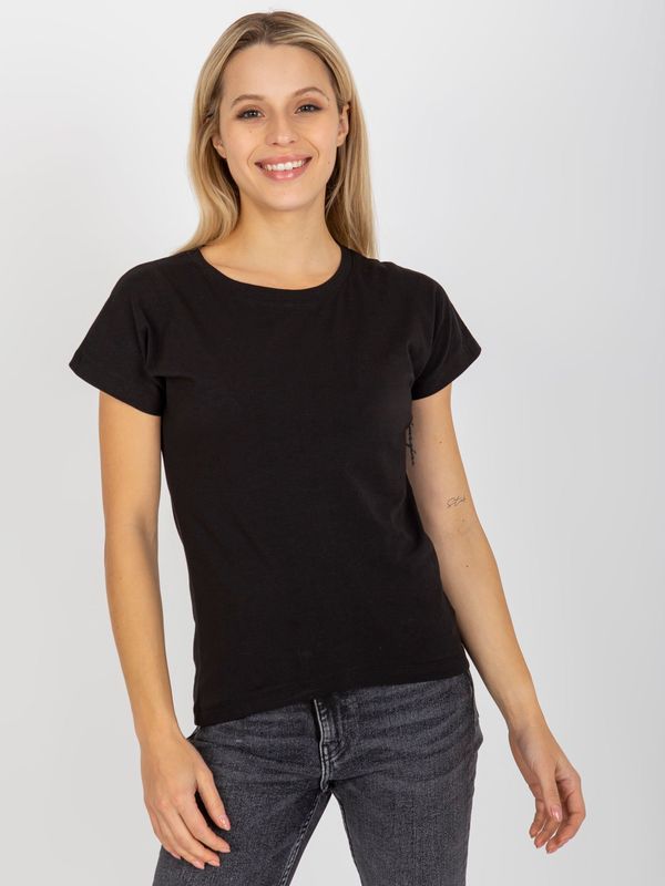Fashionhunters Black cotton women's basic t-shirt