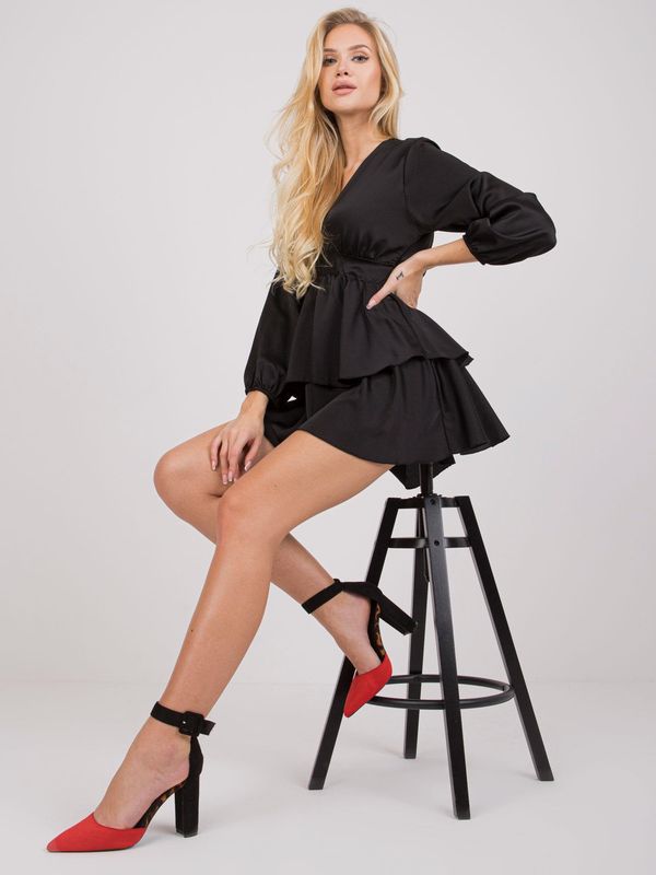 Fashionhunters Black dress with ruffles Rimini