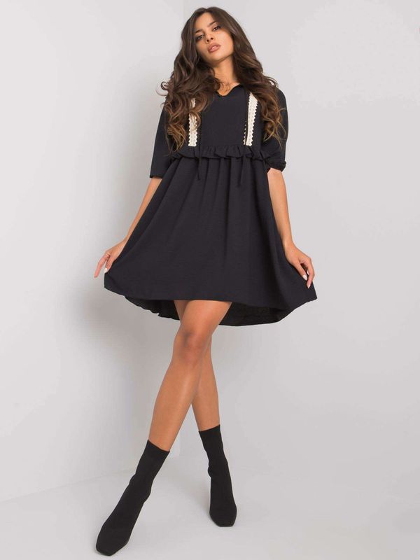 Fashionhunters Black dress with viscose Crystal RUE PARIS