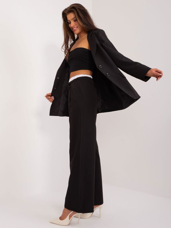 Fashionhunters Black fabric trousers with double waist