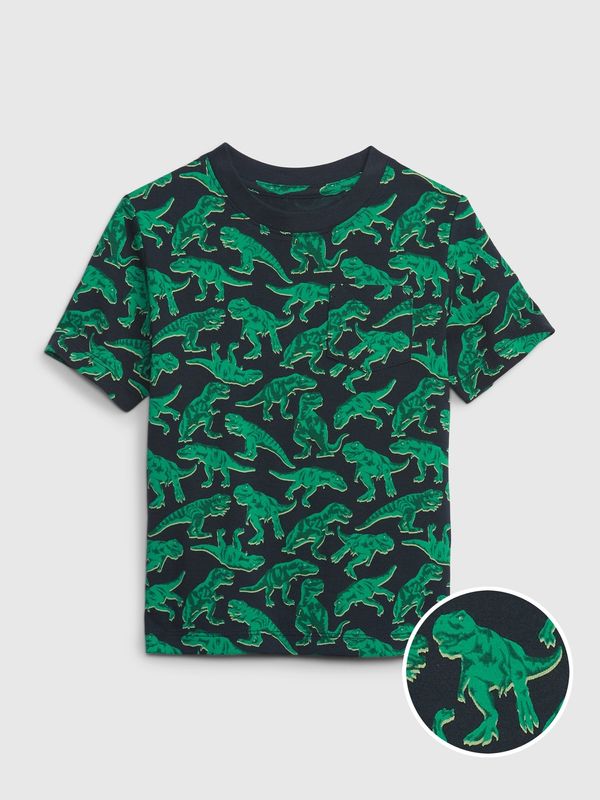 GAP Black-green boys' T-shirt with dinosaur motif GAP