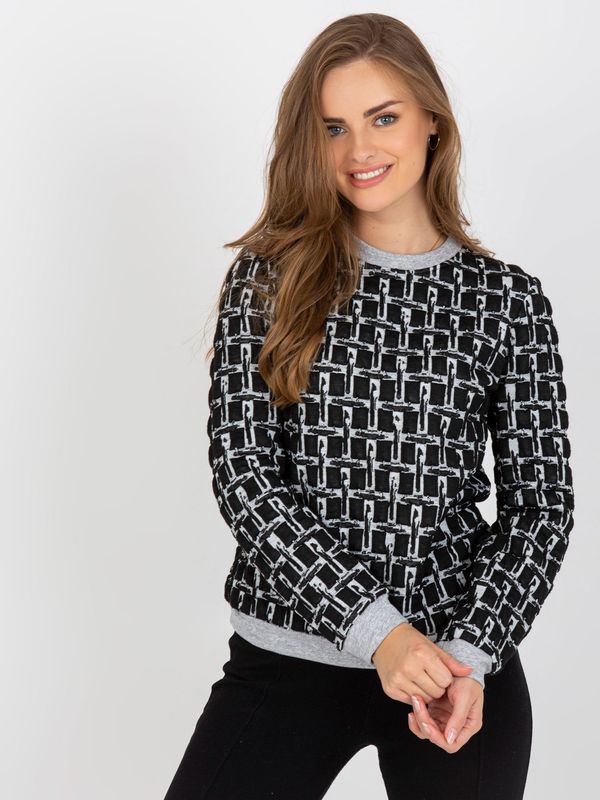 Fashionhunters Black-grey textured sweatshirt without hood