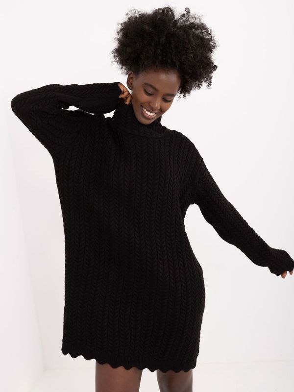 Fashionhunters Black knitted dress with long sleeves