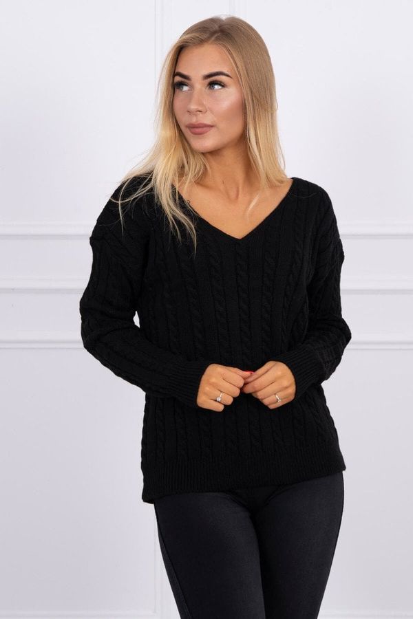 Kesi Black knitted sweater with a V-neck