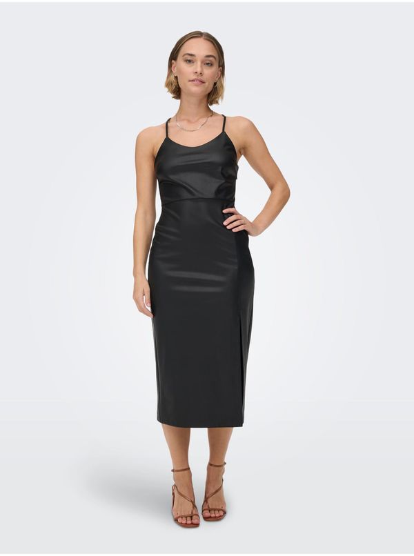 Only Black Leatherette Dress with Slits ONLY Rina - Women