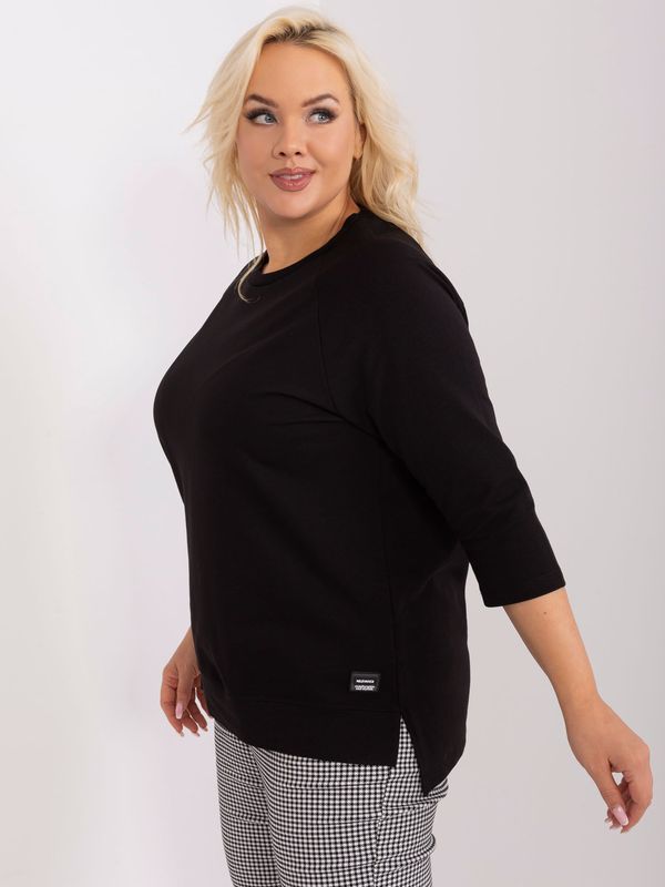 Fashionhunters Black loose blouse plus size with 3/4 sleeves