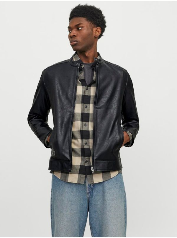 Jack & Jones Black men's faux leather jacket Jack & Jones Cali - Men's