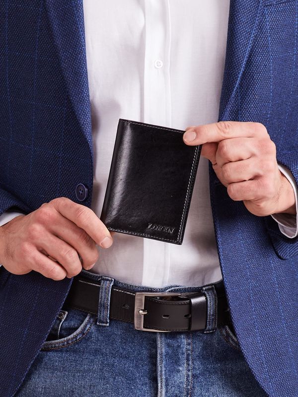 Fashionhunters Black men's leather wallet without fastening