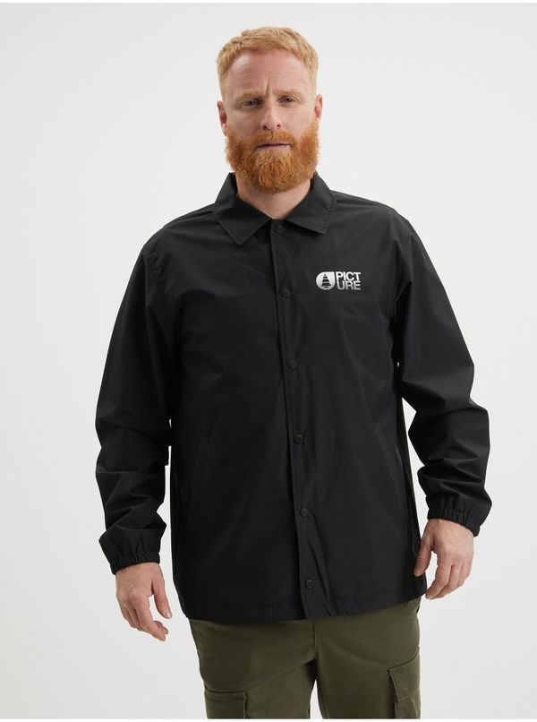 Picture Black Mens Lightweight Shirt Jacket with Printed Picture Sinned - Men