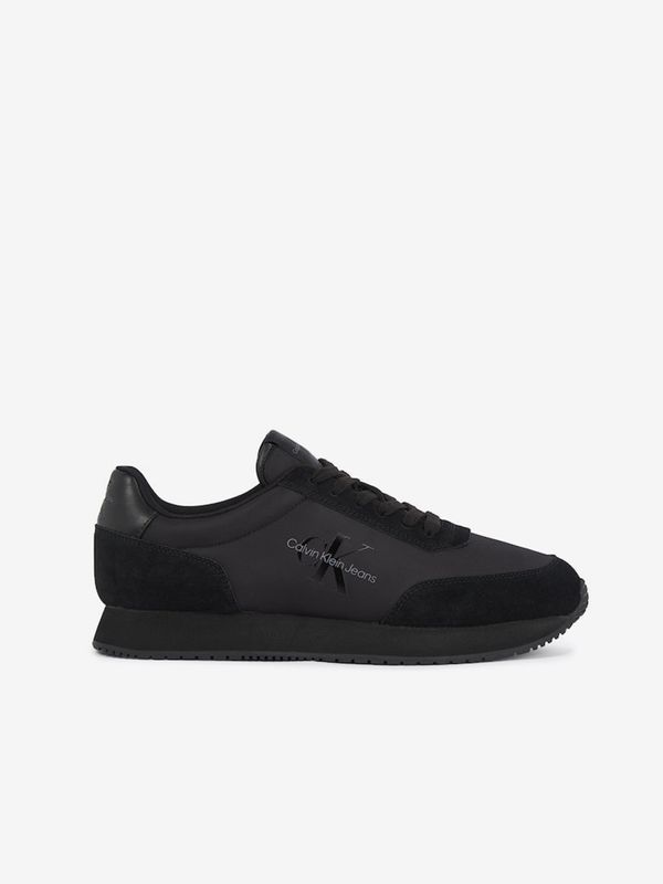 Calvin Klein Black men's sneakers with suede details Calvin Klein Retro Runner Low Laceup Su-Ny