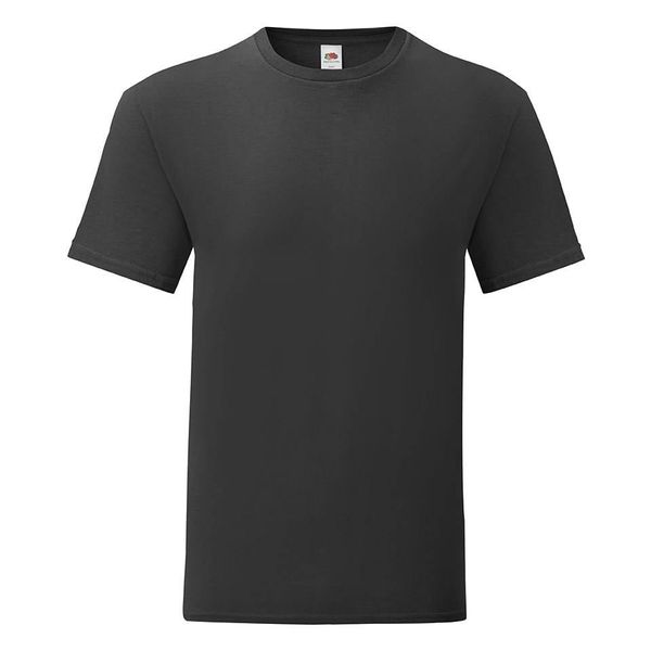 Fruit of the Loom Black men's t-shirt in combed cotton Iconic with Fruit of the Loom sleeve