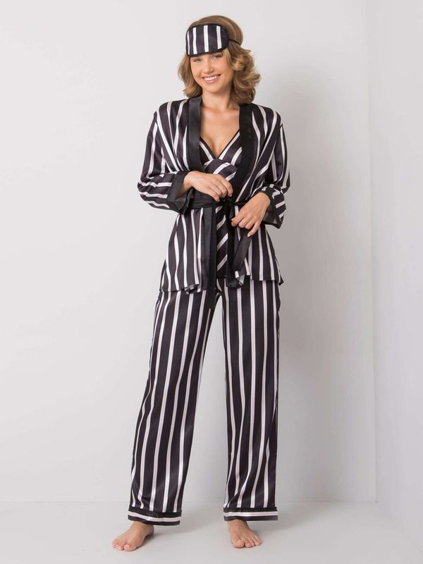 Fashionhunters Black night set with stripes