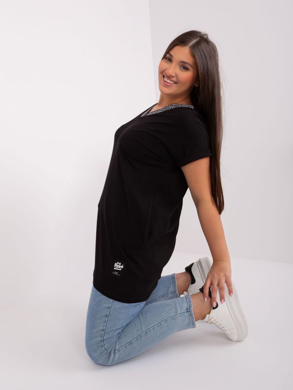 Fashionhunters Black oversized blouse with short sleeves