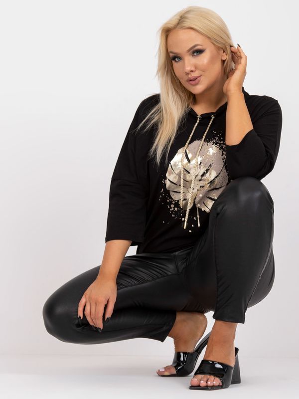 Fashionhunters Black oversized cotton blouse with print