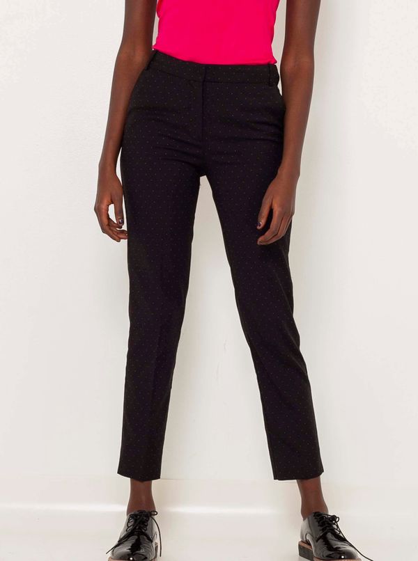 CAMAIEU Black patterned trimmed straight fit pants CAMAIEU - Women