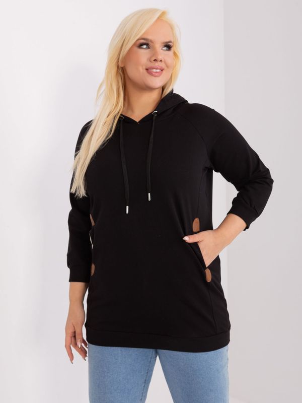 Fashionhunters Black plus-size sweatshirt with lining