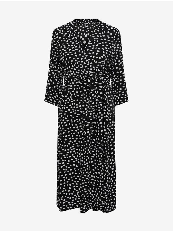 Pieces Black polka dot shirt midi dress with ties Pieces Nya - Women
