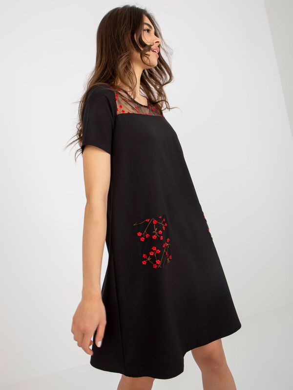 Fashionhunters Black Short Sleeve Cocktail Dress