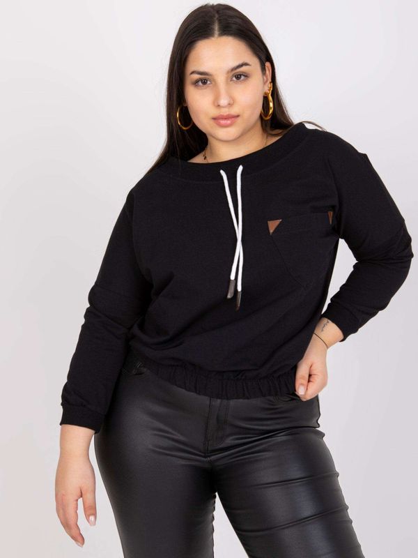Fashionhunters Black short sweatshirt plus size from Louna