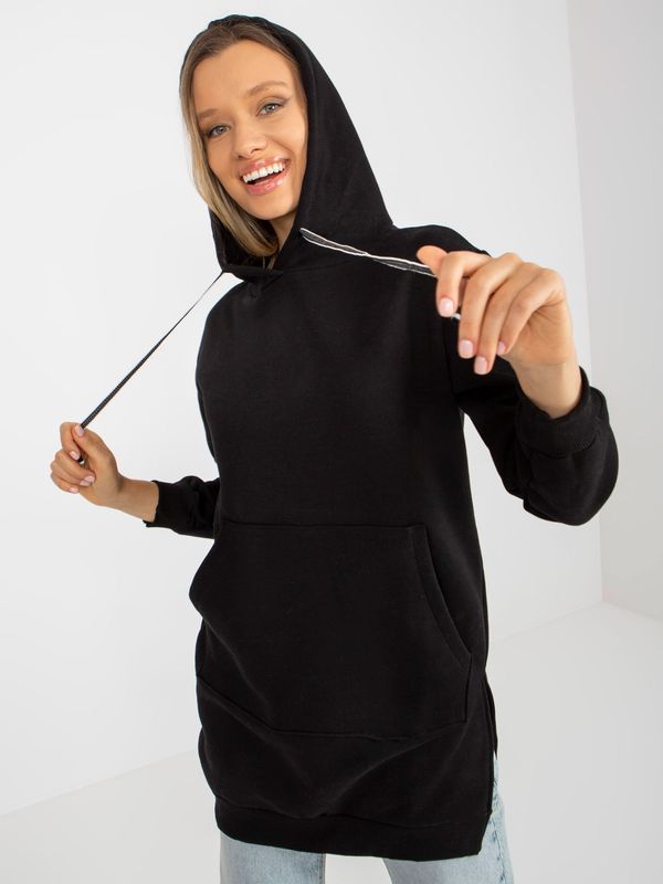 Fashionhunters Black smooth kangaroo hoodie