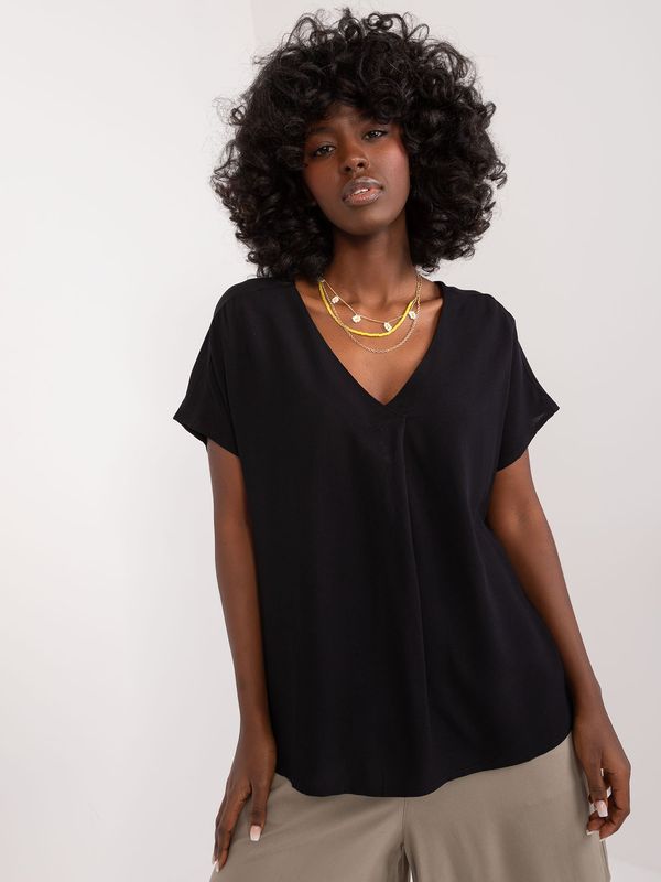 Fashionhunters Black smooth viscose blouse SUBLEVEL