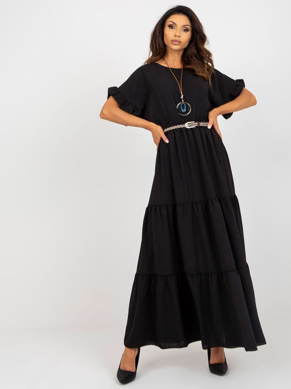 Fashionhunters Black summer skirt with frills and elastic waistband