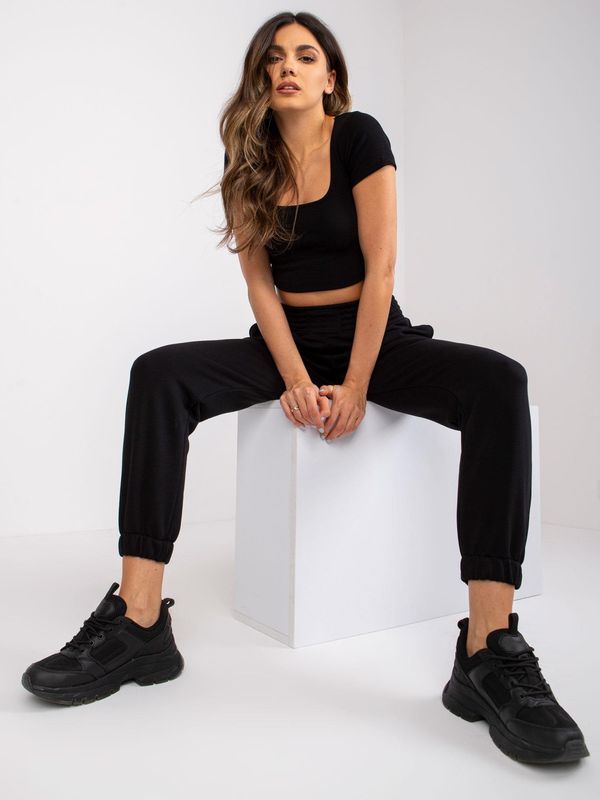 Fashionhunters Black sweatpants with pockets from RUE PARIS