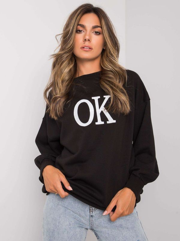 Fashionhunters Black sweatshirt with inscription