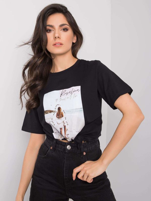Fashionhunters Black T-shirt with application and print