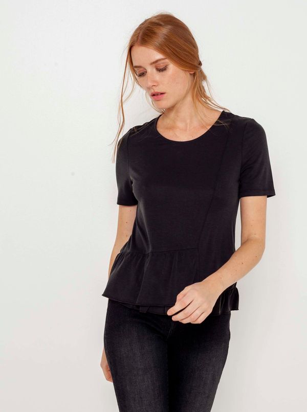 CAMAIEU Black T-shirt with frills CAMAIEU - Women