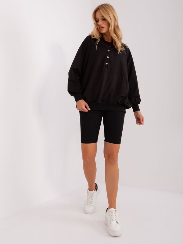 Fashionhunters Black three-piece casual set with a wide sweatshirt