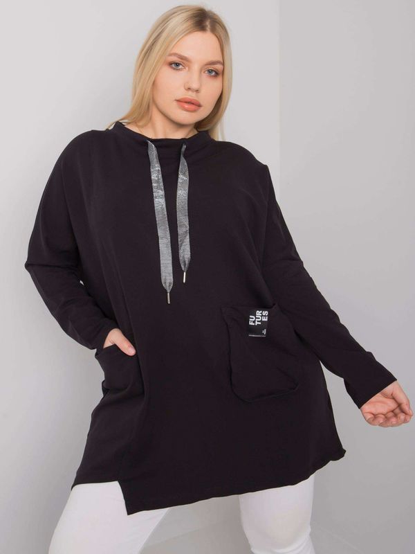 Fashionhunters Black tunic plus sizes with pockets