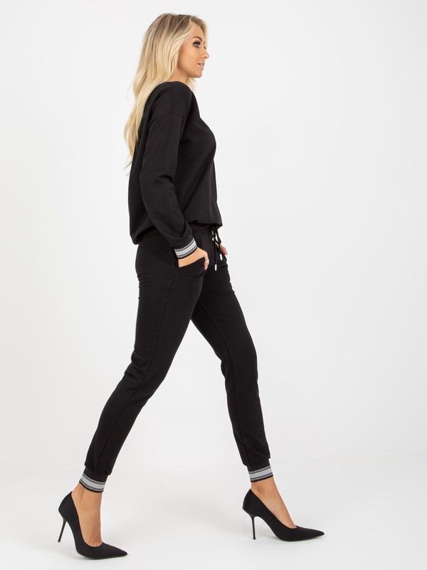 Fashionhunters Black two-piece cotton sweatshirt