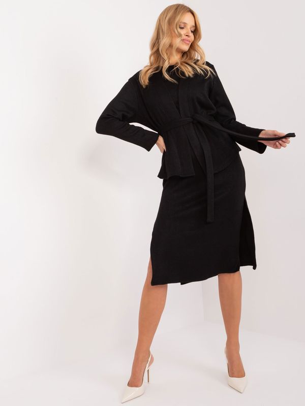 Fashionhunters Black two-piece set with midi dress