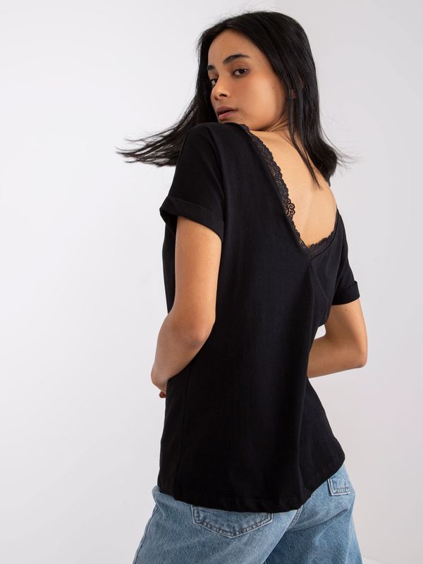Fashionhunters Black V-neck blouse at back Salma RUE PARIS