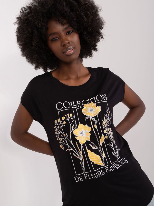 Fashionhunters Black viscose T-shirt with SUBLEVEL print