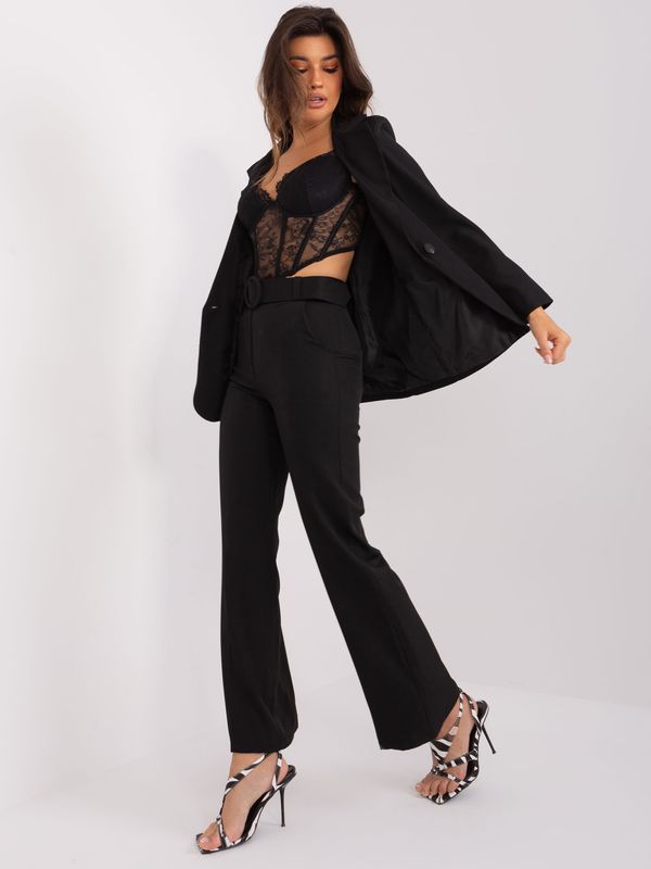 Fashionhunters Black wide-legged trousers