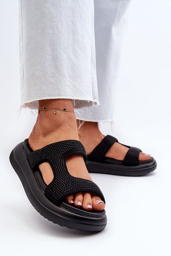 Kesi Black women's decorated Jestella platform slippers