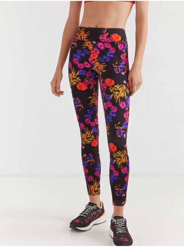 DESIGUAL Black Womens Floral Sports Leggings Desigual Run - Women